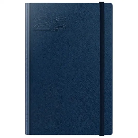 Agenda datata Herlitz, RO A5, 352 pagini, coperta din piele sintetica, Premium Deluxe Loreto, culoare albastru, margini tiparite "ghost", 2026