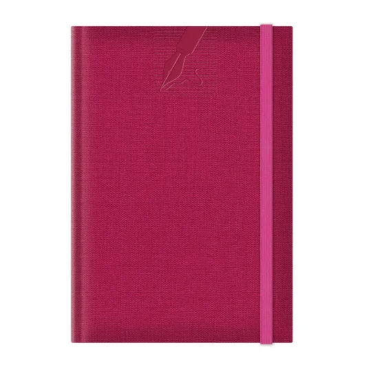 Agenda nedatata A5 Colere elastic hartie alba coperta fucsia