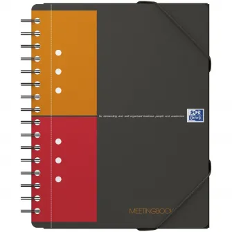 Agenda Organizator Oxford International Meeting Book, A5+ 80F, Hartie Optik 90G/Mp, Spira Dubla, Scribzee, Coperta Pp, Pefc, Margini Duble Si Antet, Microperforatii Si 10 Perforatii, 3 Clape Coperta Spate, Inchidere Cu Elastic, Patratele, Culoare Gri