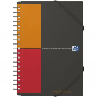 Agenda Organizator Oxford International Meeting Book, B5 80F, Hartie Optik 90G/Mp, Spira Dubla, Scribzee, Coperta Pp, Pefc, Margini Duble Si Antet, Microperforatii, 3 Clape Coperta Spate, Inchidere Cu Elastic, Patratele, Culoare Gri