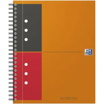 Agenda Organizator Oxford International Notebook, A5+ 80F, Hartie Optik 90G/Mp, Spira Dubla, Scribzee, Coperta Plastifiata Rigida, Pefc, Margini Duble Si Antet, Microperforatii Si 10 Perforatii, Dictando, Culoare Portocaliu