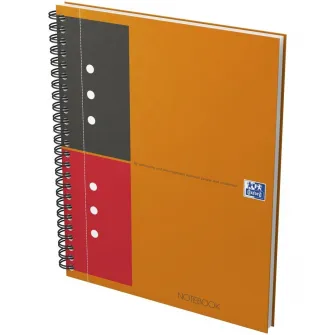 Agenda Organizator Oxford International Notebook, A5+ 80F, Hartie Optik 90G/Mp, Spira Dubla, Scribzee, Coperta Plastifiata Rigida, Pefc, Margini Duble Si Antet, Microperforatii Si 10 Perforatii, Dictando, Culoare Portocaliu