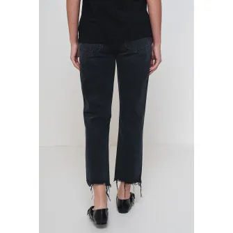 AGOLDE, Blugi mom fit cu terminatii nefinisate, Negru stins, 26