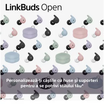 Air Fitting Supporters Sony pentru casti LinkBuds Open, silicon moale, Albastru