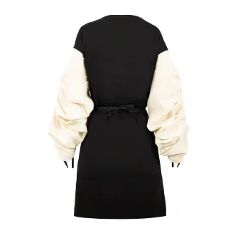 Alina Cernatescu, Cardigan cu model petrecut si maneci contrastante Willow, Negru, Crem, L-XL