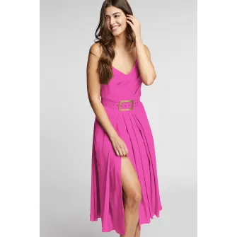 Alina Cernatescu, Rochie cu decolteu cache-coeur si curea asortata Ischia, Fucsia, S