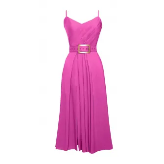 Alina Cernatescu, Rochie cu decolteu cache-coeur si curea asortata Ischia, Fucsia, S