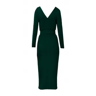 Alina Cernatescu, Rochie midi cu decolteu in V si curea Sting, Verde englez, S
