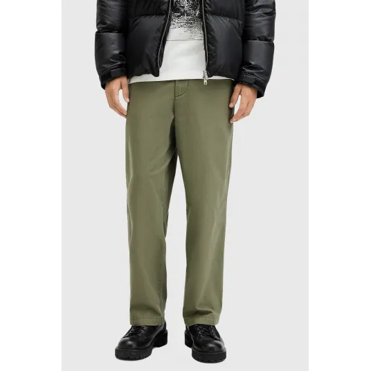 AllSaints, Pantaloni drepti cu croiala ampla Warden, Kaki, 33