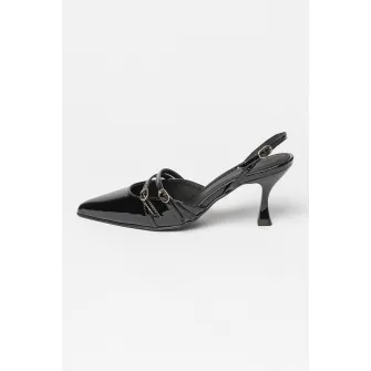 ALOHAS, Pantofi slingback din piele lacuita Joelle, Negru, 37
