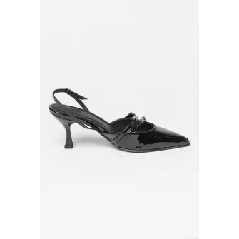 ALOHAS, Pantofi slingback din piele lacuita Joelle, Negru, 37