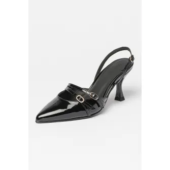 ALOHAS, Pantofi slingback din piele lacuita Joelle, Negru, 37