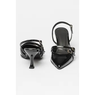 ALOHAS, Pantofi slingback din piele lacuita Joelle, Negru, 37