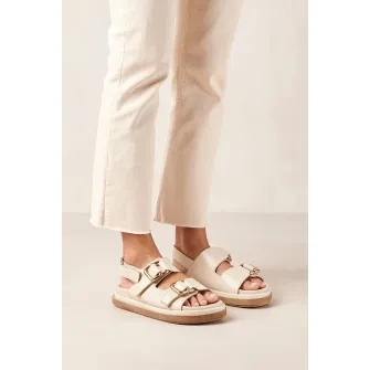 ALOHAS, Sandale de piele cu velcro Harper, Alb fildes, 40