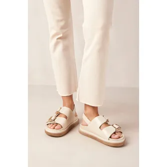ALOHAS, Sandale de piele cu velcro Harper, Alb fildes, 40