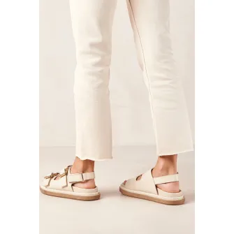 ALOHAS, Sandale de piele cu velcro Harper, Alb fildes, 40