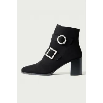 ALURA, Botine din piele intoarsa Daphne, Negru, 36