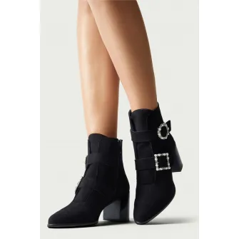 ALURA, Botine din piele intoarsa Daphne, Negru, 36