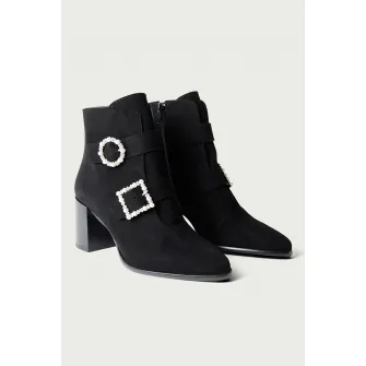 ALURA, Botine din piele intoarsa Daphne, Negru, 36
