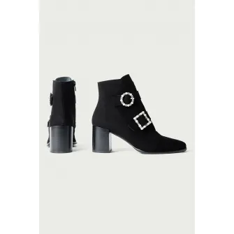 ALURA, Botine din piele intoarsa Daphne, Negru, 36
