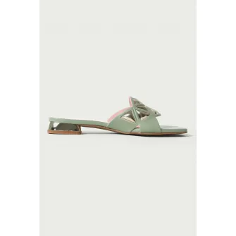 ALURA, Papuci din piele Mia, Verde deschis, 39