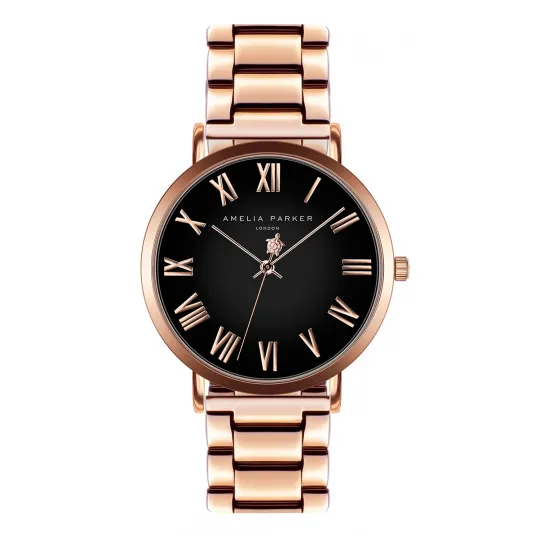 Amelia Parker, Ceas analog cu bratara metalica, Auriu rose