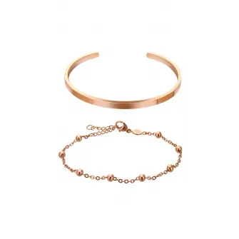 Amelia Parker, Set de 2 bratari, Auriu rose