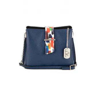 Anna Morellini, Geanta crossbody de piele cu aspect texturat Vida, Albastru marin