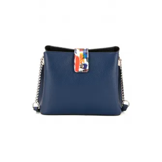 Anna Morellini, Geanta crossbody de piele cu aspect texturat Vida, Albastru marin