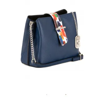 Anna Morellini, Geanta crossbody de piele cu aspect texturat Vida, Albastru marin