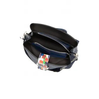 Anna Morellini, Geanta crossbody de piele cu aspect texturat Vida, Albastru marin
