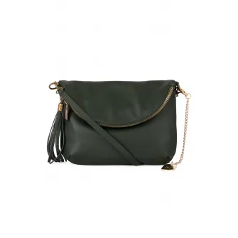 Anna Morellini, Geanta crossbody de piele cu canaf Alice, Verde inchis