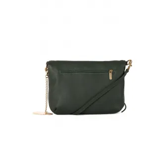 Anna Morellini, Geanta crossbody de piele cu canaf Alice, Verde inchis