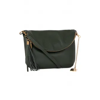 Anna Morellini, Geanta crossbody de piele cu canaf Alice, Verde inchis
