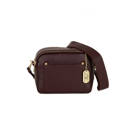 Anna Morellini, Geanta crossbody din piele cu bareta detasabila, Visiniu