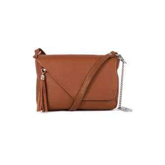Anna Morellini, Geanta crossbody din piele cu canafi Lola, Maro caramel
