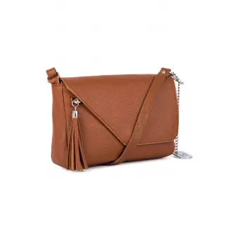 Anna Morellini, Geanta crossbody din piele cu canafi Lola, Maro caramel