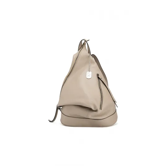 Anna Morellini, Rucsac asimetric de piele cu accesoriu logo, Bej