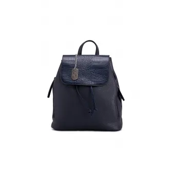 Anna Morellini, Rucsac de piele cu accesoriu logo detasabil Claire, Bleumarin