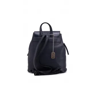 Anna Morellini, Rucsac de piele cu accesoriu logo detasabil Claire, Bleumarin