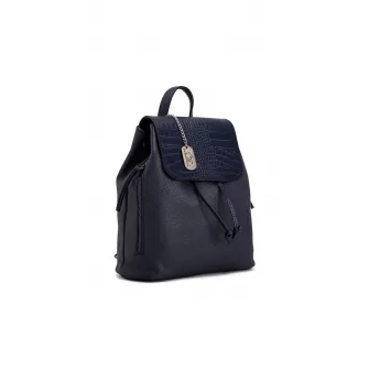 Anna Morellini, Rucsac de piele cu accesoriu logo detasabil Claire, Bleumarin