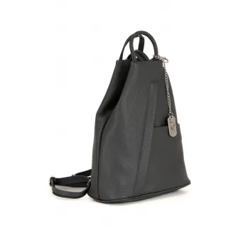 Anna Morellini, Rucsac din piele cu accesoriu logo, Gri inchis