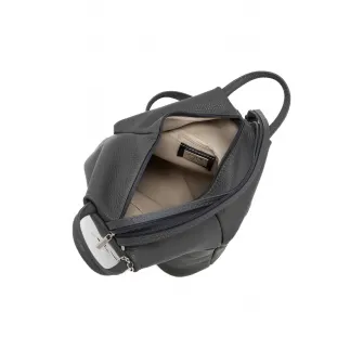 Anna Morellini, Rucsac din piele cu accesoriu logo, Gri inchis