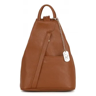Anna Morellini, Rucsac din piele cu accesoriu logo, Maro