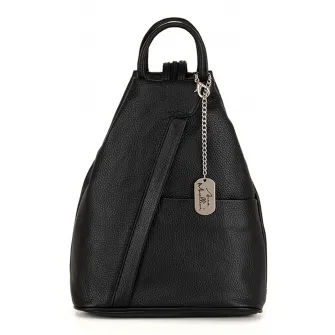 Anna Morellini, Rucsac din piele cu accesoriu logo, Negru