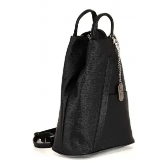 Anna Morellini, Rucsac din piele cu accesoriu logo, Negru