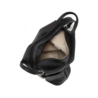 Anna Morellini, Rucsac din piele cu accesoriu logo, Negru