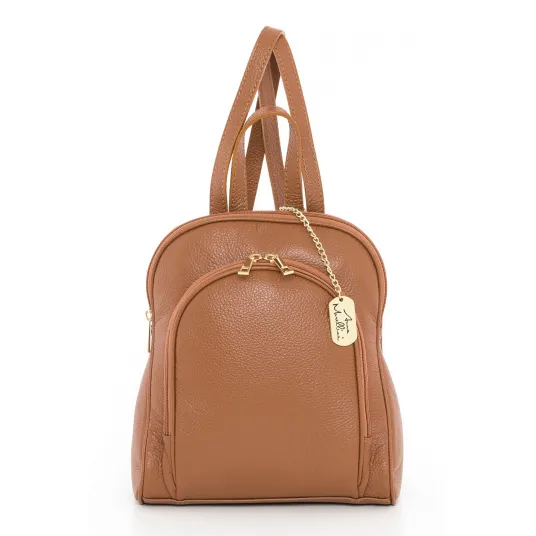 Anna Morellini, Rucsac din piele cu buzunar frontal Breta, Caramel