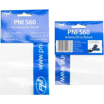 Antena CB PNI S60 cu fluture, lungime spic 59 cm, cu montura, cablu 4 m si mufa PL