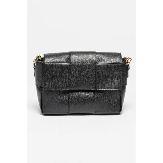 Antonia Moretti, Geanta crossbody din piele cu aspect impletit, Negru